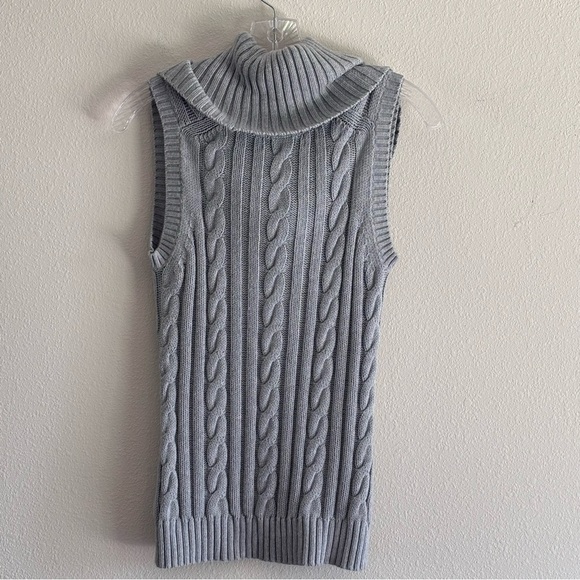 EUC Banana Republic Light Gray Cable Knit Cowl Sweater Size XS Sleeveless - Picture 5 of 6